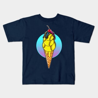 Softball Ice Cream Cone Player Coach Mom Team Tournament Kids T-Shirt